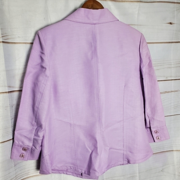 Emma James Linen Blend Pastel Purple Button Down Collar Blouse Size 12 - Picture 6 of 9